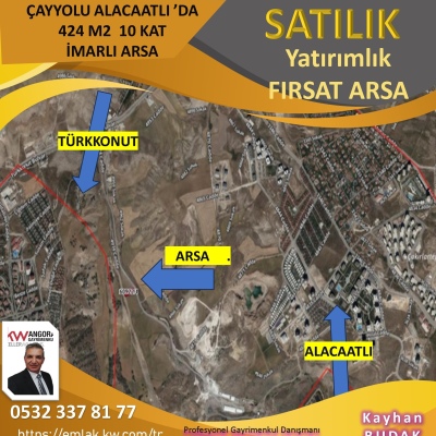 Çayyolu Alacaatlı'da 10 kat imarlı Yatırımlık / Kat karşılığısatılık arsa